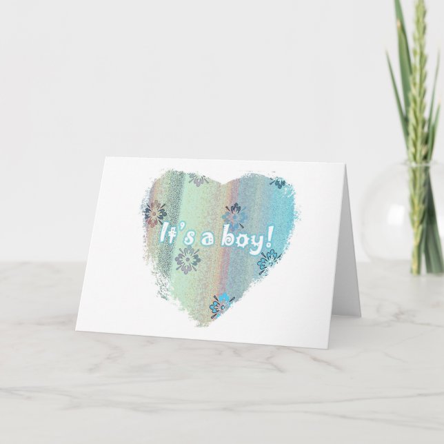 Nouvelle carte de bébé - c'est un garçon ! (Devant)