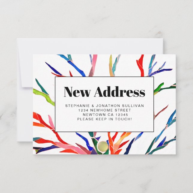 Nouvelle carte de Faire-part d'adresse colorée (Devant)