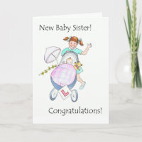 Nouvelle carte de félicitations de soeur de bébé