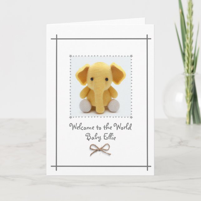Nouvelle carte de félicitations éléphant au croche (Devant)