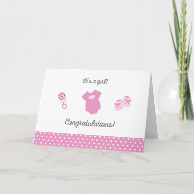 Nouvelle Carte de Félicitations Fille Bébé (Devant)