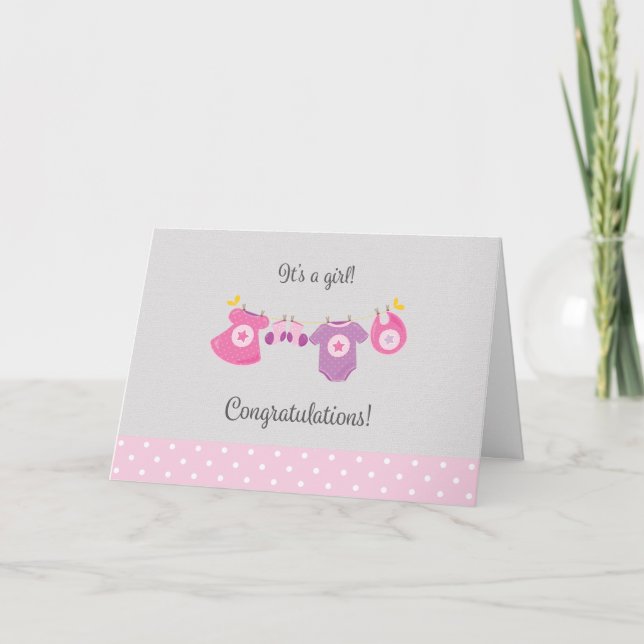 Nouvelle Carte de Félicitations Fille Bébé (Devant)
