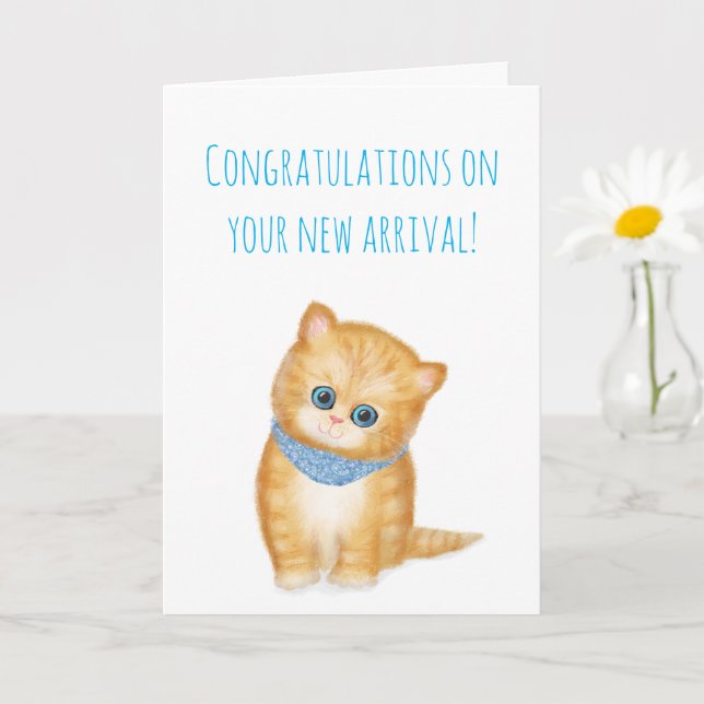 Nouvelle carte de félicitations ginger kitten (Petite plante)