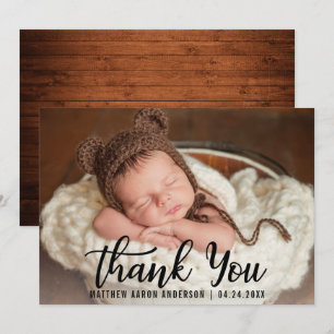 Nouvelle carte de Merci noir en bois pour bébés