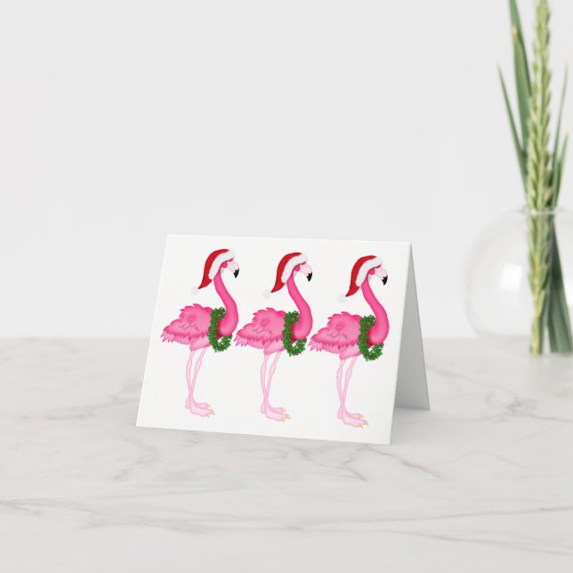 Nouvelle carte de Noël Flamant rose rose (Devant)