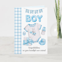 Nouvelle carte de voeux pour bébé garçon