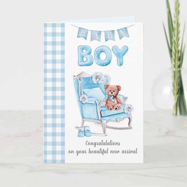Nouvelle carte de voeux pour bébé garçon (Devant)