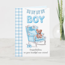 Nouvelle carte de voeux pour bébé garçon