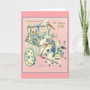 Nouvelle carte de voeux pour bébé vintage
