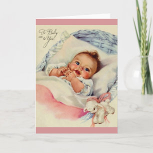 Nouvelle carte de voeux pour bébé vintage