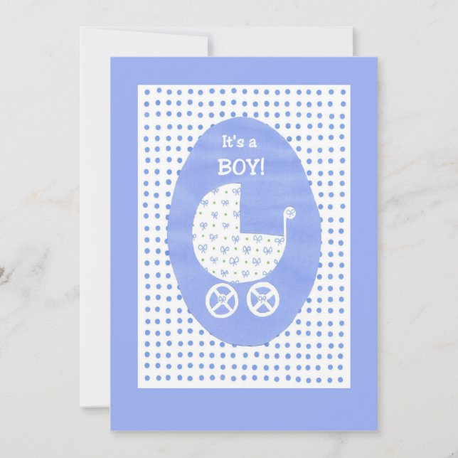 Nouvelle carte Faire-part bébé garçon - personnali (Devant)