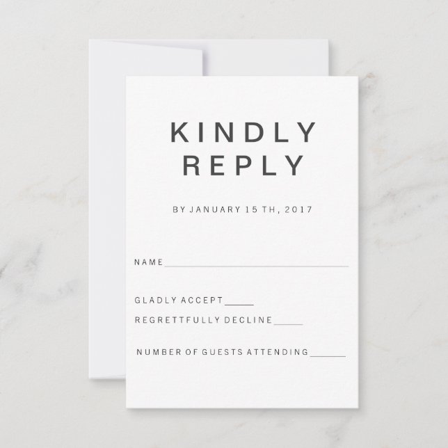 Nouvelle carte RSVP minimaliste Goth (Devant)