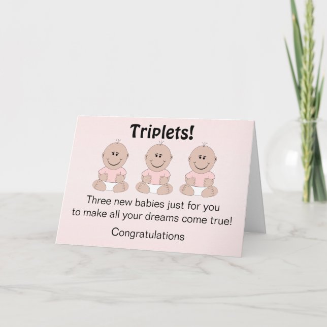 Nouvelle Carte Triplets Fille Née (Devant)