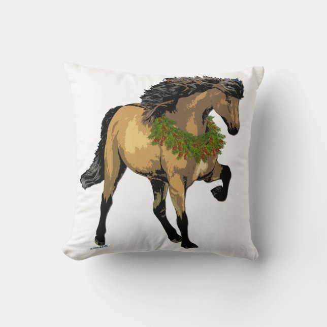 Nouvelle Christmas Horse Throw Pillow (Front)