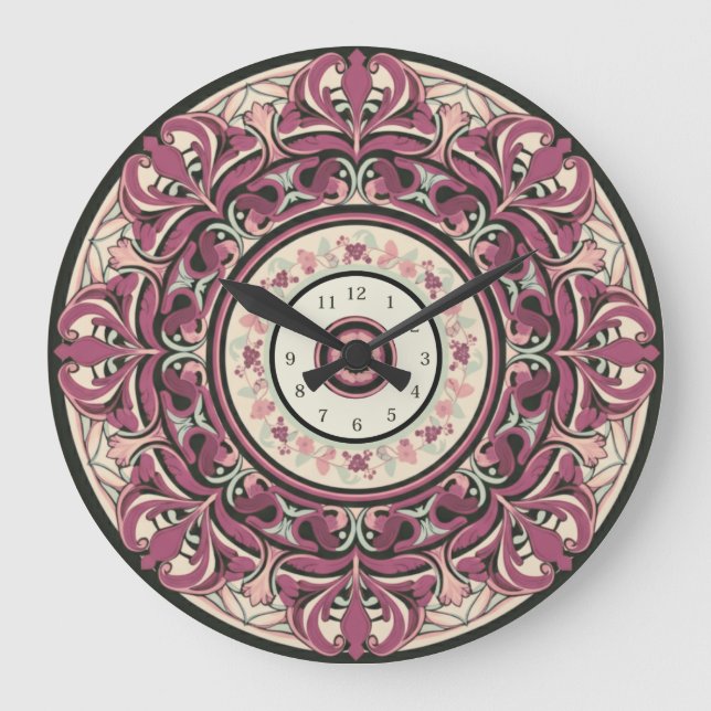 Nouvelle Horloge murale florale Mandala (Recto)