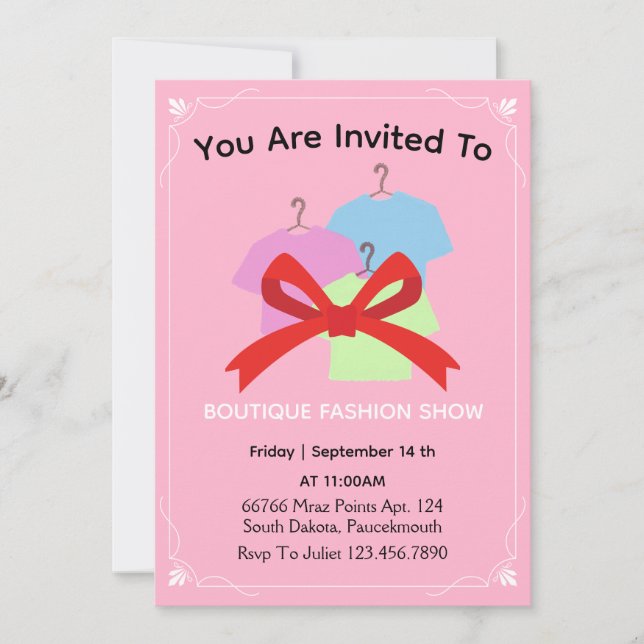 Nouvelle invitation de boutique de vêtements rouge (Devant)