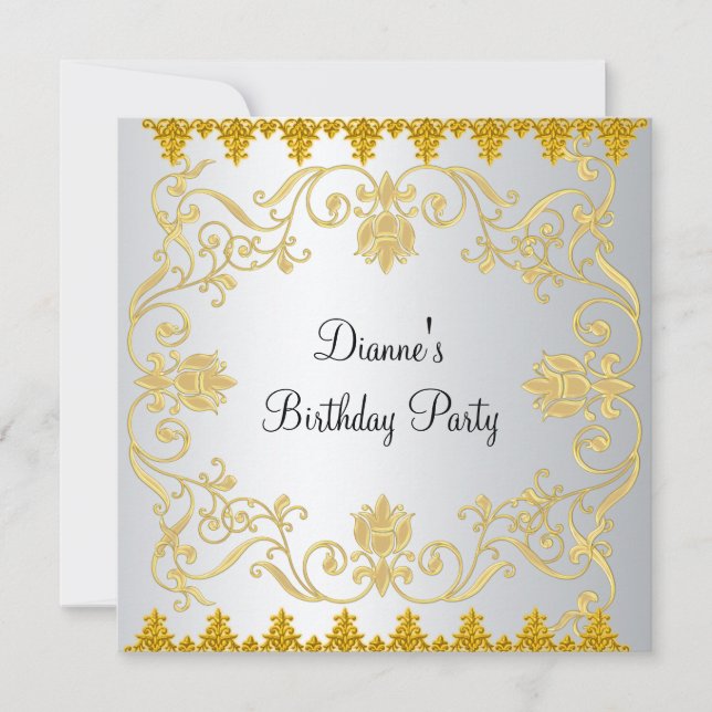 Nouvelle invitation élégante en or blanc (Devant)