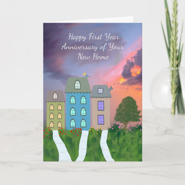 Nouvelle maison! Carte d'anniversaire de l'année (Devant)
