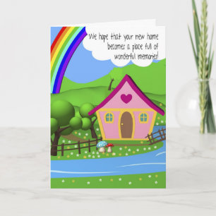 Nouvelle maison Cartoon House Carte de voeux
