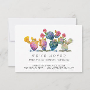 Nouvelle maison Moteur Faire-part aquarelle Cactus