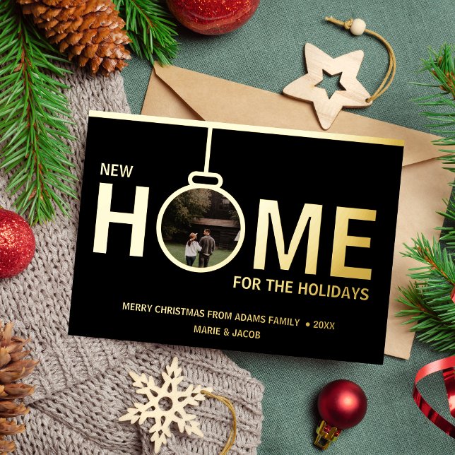 Nouvelle maison pour les Fêtes Carte photo de Noël (Créateur téléchargé)