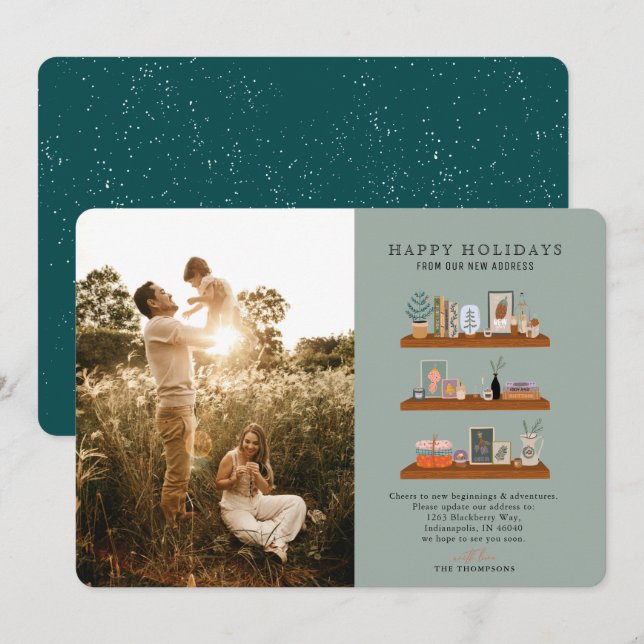 Nouvelle maison Tablettes Faire-part mobile vert P (Devant / Derrière)