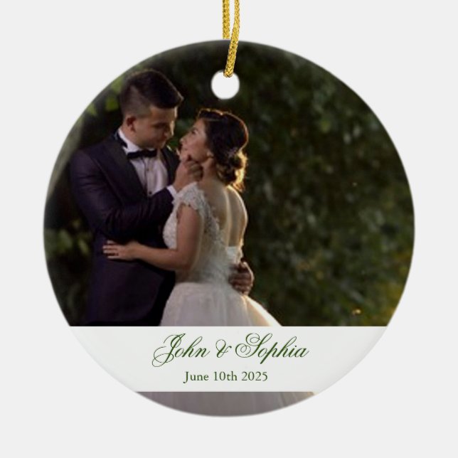 Nouvelle mariée 1ère photo de Noël Ornement en cér (Devant)
