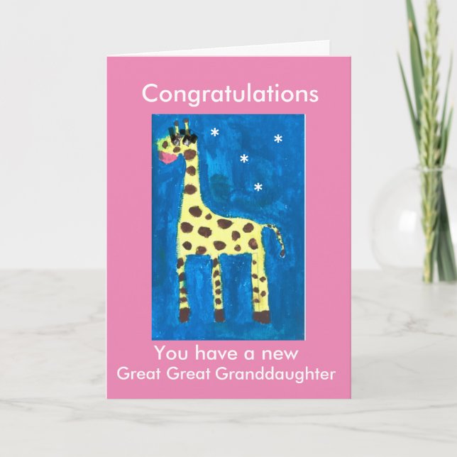 Nouvelle petite-fille carte de girafe (Devant)