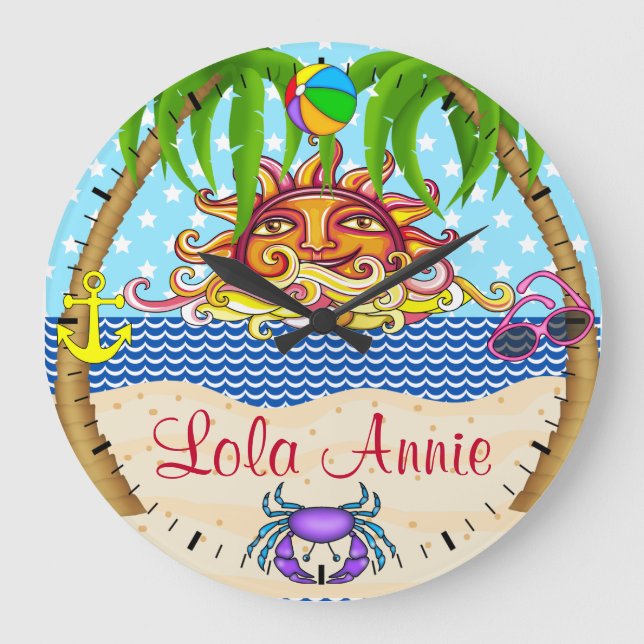 Nouvelle plage Sun Ocean Wall Horloge 4 - SRF (Recto)