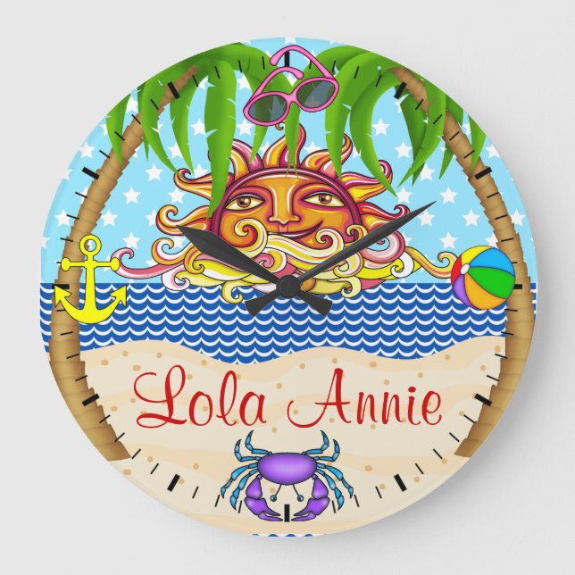 Nouvelle plage Sun Ocean Wall Horloge 5 - SRF (Recto)