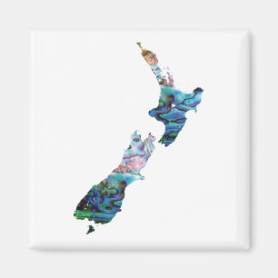 NOUVELLE-ZÉLANDE CARTE PAUA MAGNET BLANC