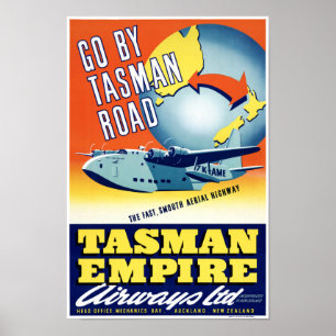 Nouvelle-Zélande Go By Tasman Road Poster vintage