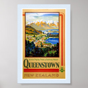 Nouvelle-Zélande Queenstown Affiche Vintage Restau