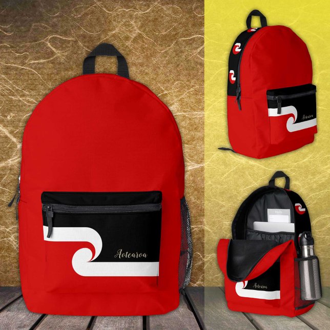 Nouvelle-Zélande, sac à dos, Drapeau Maori, Vague  (Créateur téléchargé)