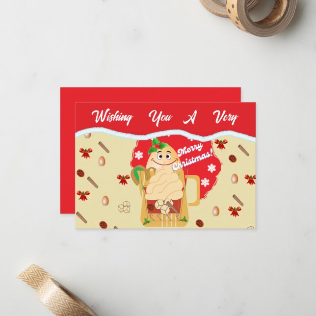 Nouvelles Cartes de Noël Eggnog (Devant/Arrière en situation)