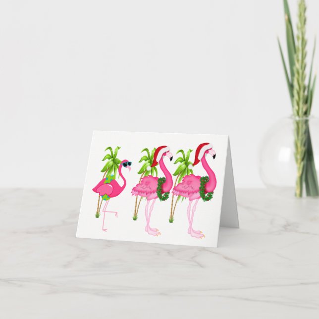 Nouvelles Cartes de Noël Flamant rose rose (Devant)