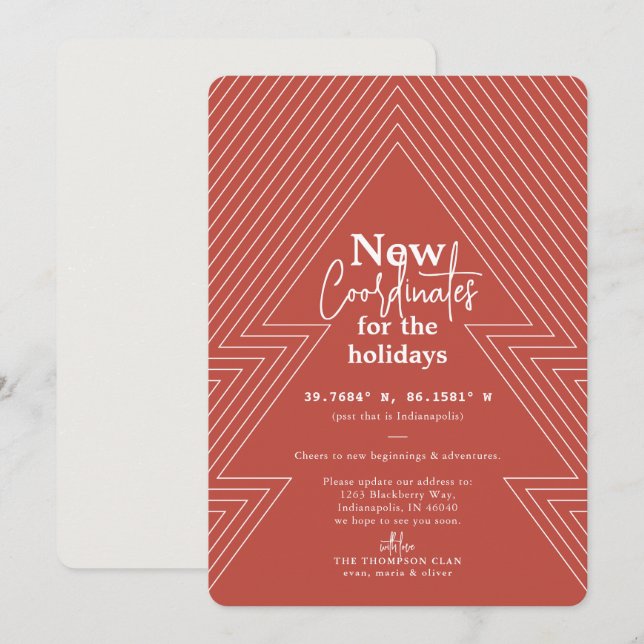 Nouvelles Coordonnées Vacances Rouille Faire-part (Devant / Derrière)