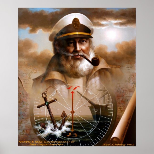 NOUVELLES et carte Poster du capitaine/ancre ou du (Devant)