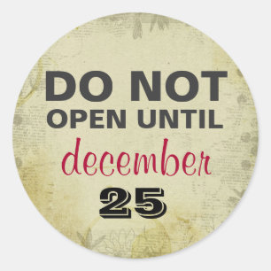 N'OUVREZ PAS Jusqu'Au 25 Décembre Stickers Cadeaux