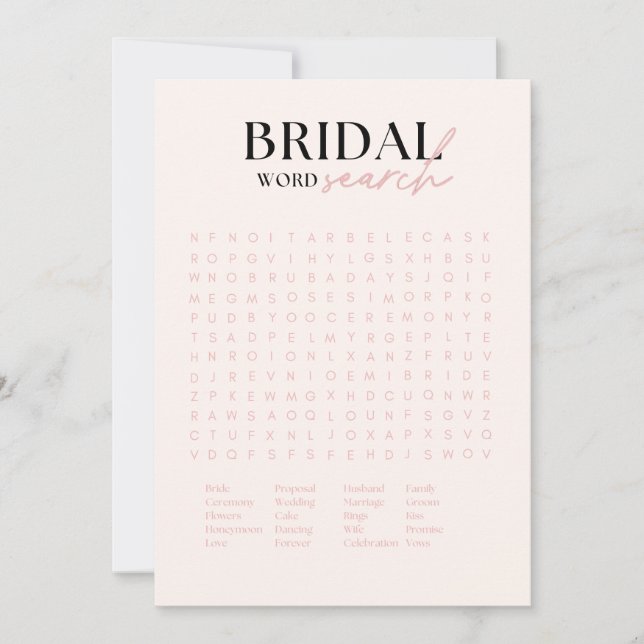 Nova Bridal Shower Word Search Invitation (Front)