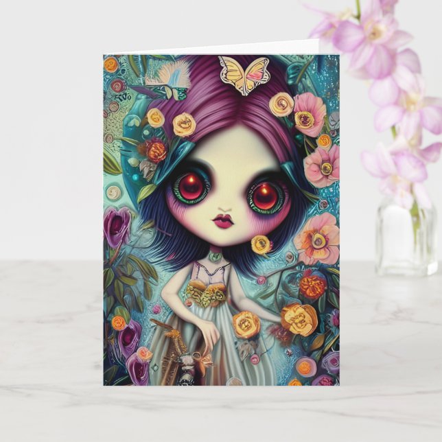 Nova chaser of butterflies illustration card (Orchid)