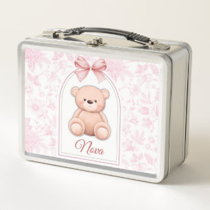 Nova   Custom Pink Teddy Bear Nursery Design  Metal Lunch Box