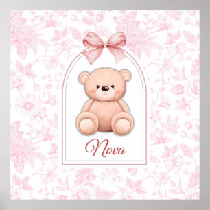 Nova   Custom Pink Teddy Bear Nursery Design  Poster