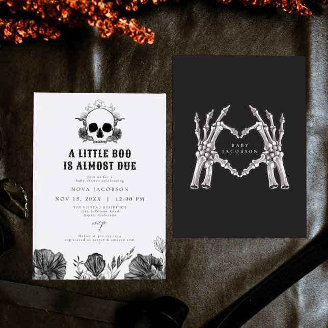 NOVA Gothic Skull Little Boo Halloween Baby Shower Invitation (Creator Uploaded)