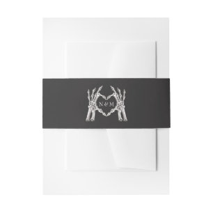 NOVA Halloween Skeleton Heart Hands Wedding Invitation Belly Band