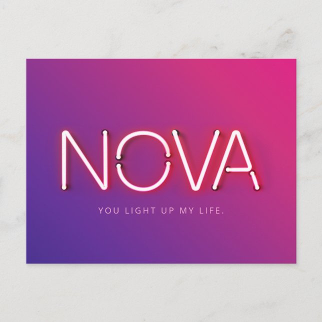Nova name in neon lights postcard (Front)