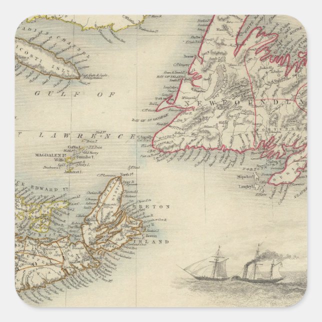 Nova Scotia And Newfoundland Square Sticker (Front)
