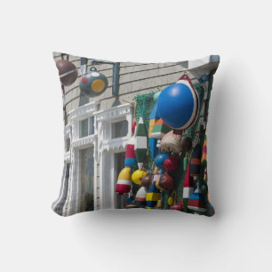 Nova Scotia, Canada. Buoy shop in  Blue Rocks in Throw Pillow