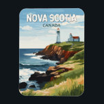 Nova Scotia Canada Travel Art Vintage Magnet<br><div class="desc">Nova Scotia retro vector travel design. Nova Scotia is almost entirely surrounded by water and is home to over 13, 000km of coastline,  thousands of lakes,  lush valleys,  four UNESCO World Heritage Sites,  the world's highest tides and whales!</div>