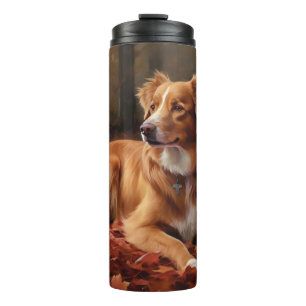 Nova Scotia Duck Terrier In Autumn Leaves Fall  Thermal Tumbler